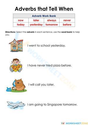 Grade 2 Adverbs of Time — Printable No-Prep Worksheet