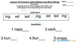 Grade 3 Root Words & Suffixes — Printable No-Prep Worksheet