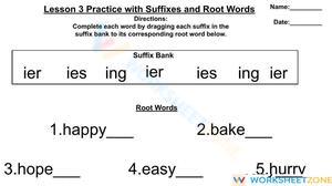 Grade 3 Suffixes — Printable No-Prep Worksheet