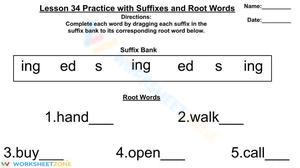 Grade 1 Suffixes — Printable No-Prep Worksheet