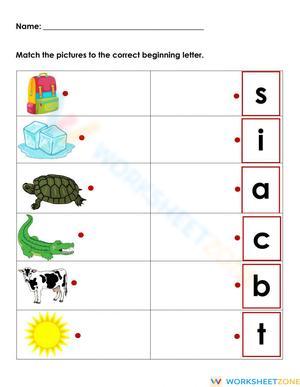 Printable Initial Letter Sounds Worksheet | Grade K Alphabet