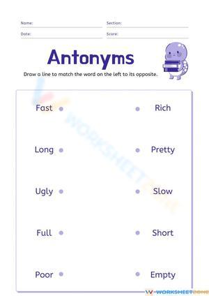 Antonyms Worksheet