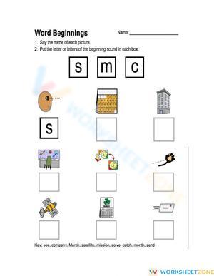 Grade 3 Beginning Sounds — Printable No-Prep Worksheet