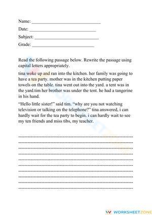 Capital letter worksheet