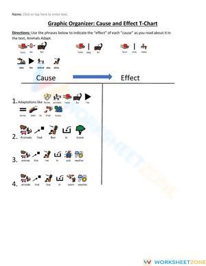 Animals Adapt Cause and Effect T Chart - visuals supports