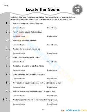 Printable Common & Proper Nouns Worksheet | Grade 5-8 ELA