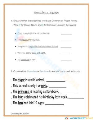 Printable Nouns & Punctuation Worksheet | Grade 2 ELA