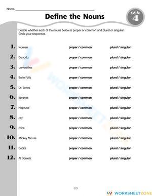 Printable Noun Sorting Worksheet | Grade 5 ELA