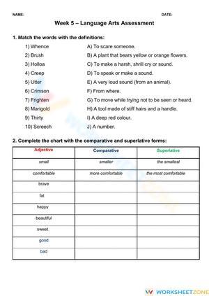Printable Adjectives Worksheet | Grade 3 ELA