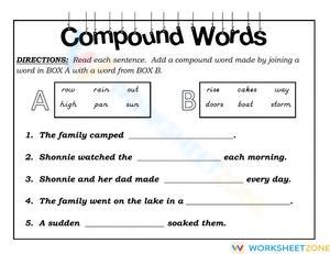 Printable Compound Words Worksheet — Grades 2-4 ELA