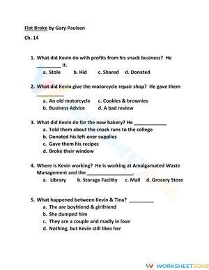Flat Broke Ch. 14 Worksheet: Essential Grade 6 Printable
