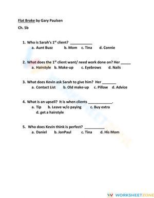 Flat Broke Ch. 5 Part II Worksheet | Grade 5-8 Essential