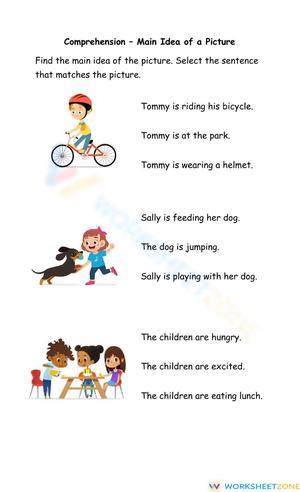 Printable Main Idea of Pictures Worksheet | Grade K-1 ELA