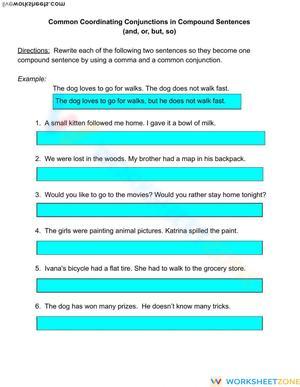 Essential Coordinating Conjunctions Worksheet | Grade 5 ELA