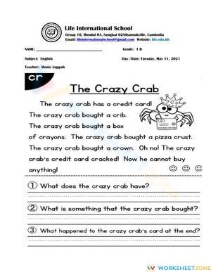 Grade 1 'cr' Blend — Printable No-Prep Phonics Worksheet