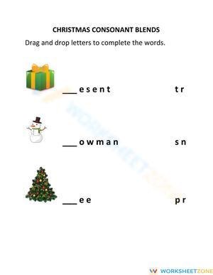 Grade 1 Christmas Blends — Printable No-Prep Worksheet