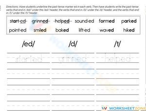 Grade 1-2 -ed Pronunciation — Printable No-Prep Worksheet