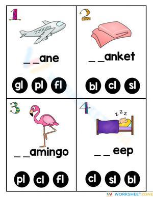 Grade 1 Beginning L Blends — Printable No-Prep Worksheet