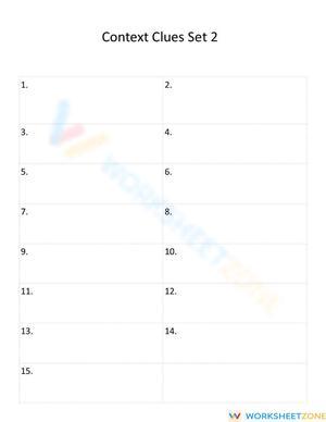 Printable Context Clues Set 2 Answer Sheet | Grade 2-9