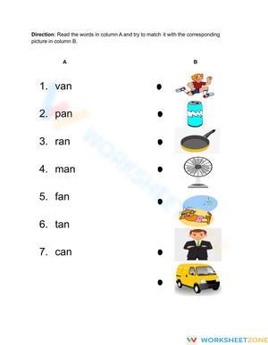 -AN Word Family Worksheet