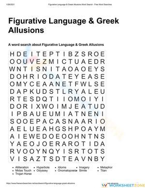 Essential Greek Allusion Word Search | Grade 4-5 ELA