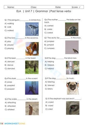 Regular Past Tense Verbs Worksheet | Grade 2-3 ELA Essential