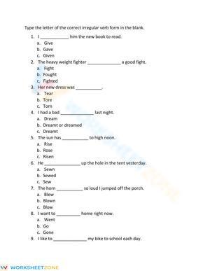 Common Irregular Verb Forms
