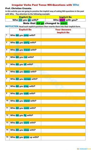 Grade 3 Irregular Verbs — Printable No-Prep Worksheet