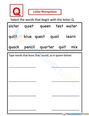 Letter Q recognition - Select and Write