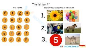 Grade K Letter F — Printable No-Prep Worksheet