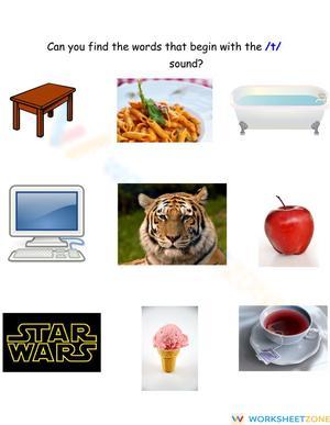 Letter T word recognition