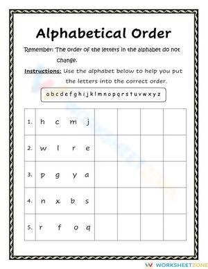 Alphabetical Order Practice Worksheet