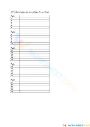 Mock Answer Key - Listening