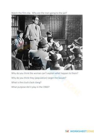 Grade 11 Mockingbird Analysis — Printable No-Prep Worksheet