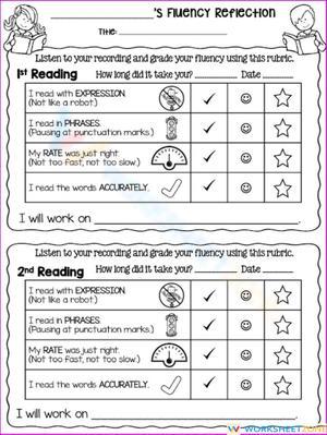 Reading fluency checklist for students