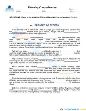 Essential Grade 9 Listening Comprehension Worksheet | Ready