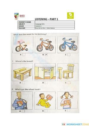 Grade 2 Listening Activity — Printable No-Prep Worksheet