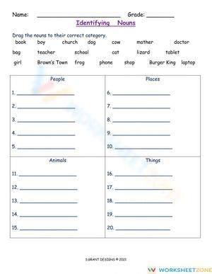 Sorting Nouns: People, Places, Animals, and Things

