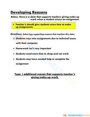 Developing Reasons to Support a Claim