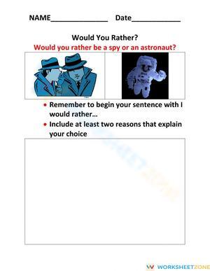'Would You Rather' Worksheet: Fun Decision Making for Kids