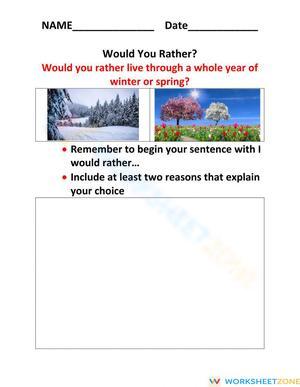 'Would You Rather' Worksheet: Interactive Choice Scenarios