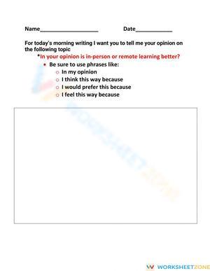Opinion Writing: In-Person vs Remote Learning