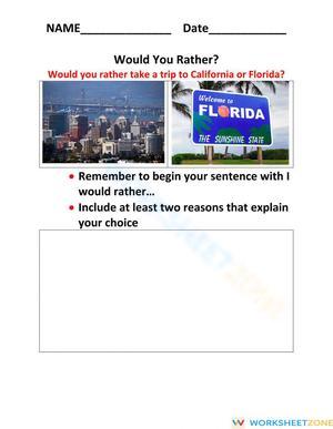 'Would You Rather' Worksheet: Fun Scenarios for Children
