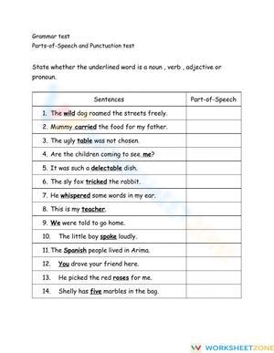 Parts-of-Speech and  Punctuation