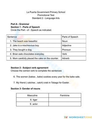 Language Arts Promotional Test