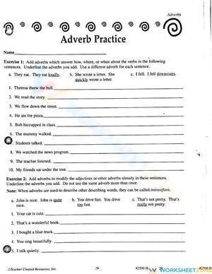 Grade 7 Adverbs — Printable No-Prep Worksheet