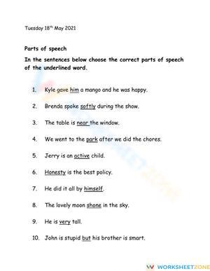 Identifying parts of speech