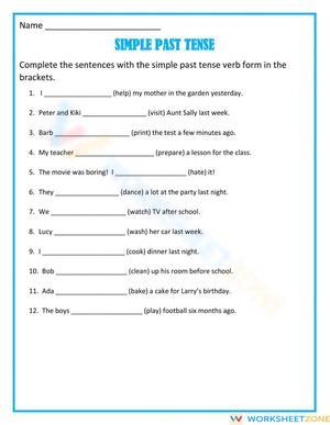 Simple Past Tense Worksheet | Grammar Practice