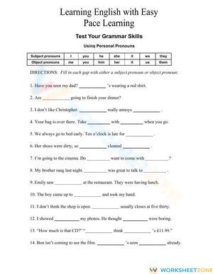 Subject and Object Pronouns 