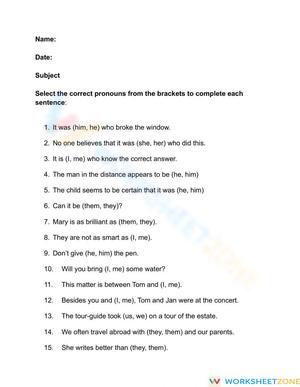 Essential Pronoun Selection Practice | Grade 5-6 ELA